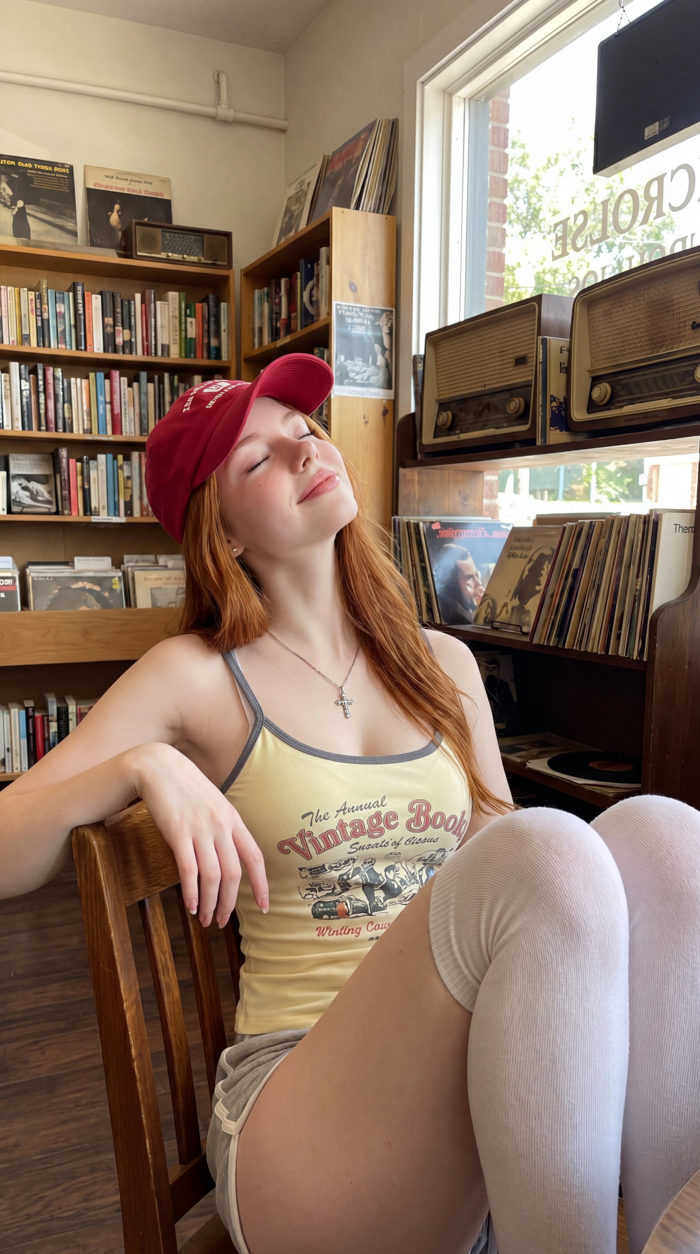{ "prompt": "Ultra-realistic lifestyle portrait of a young woman relaxi…
