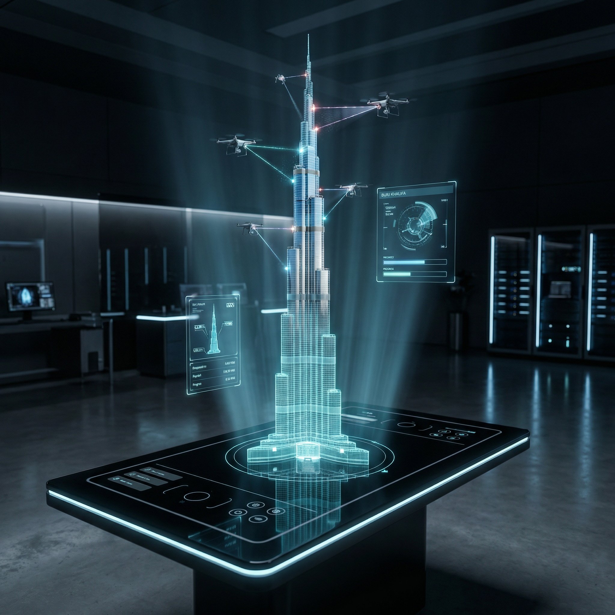 CONCEPT: A futuristic architectural blueprint of the Burj Khalifa proje…