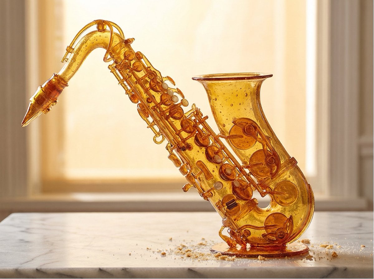 A [PRODUCT] rendered as if built entirely from pulled and blown sugar, …