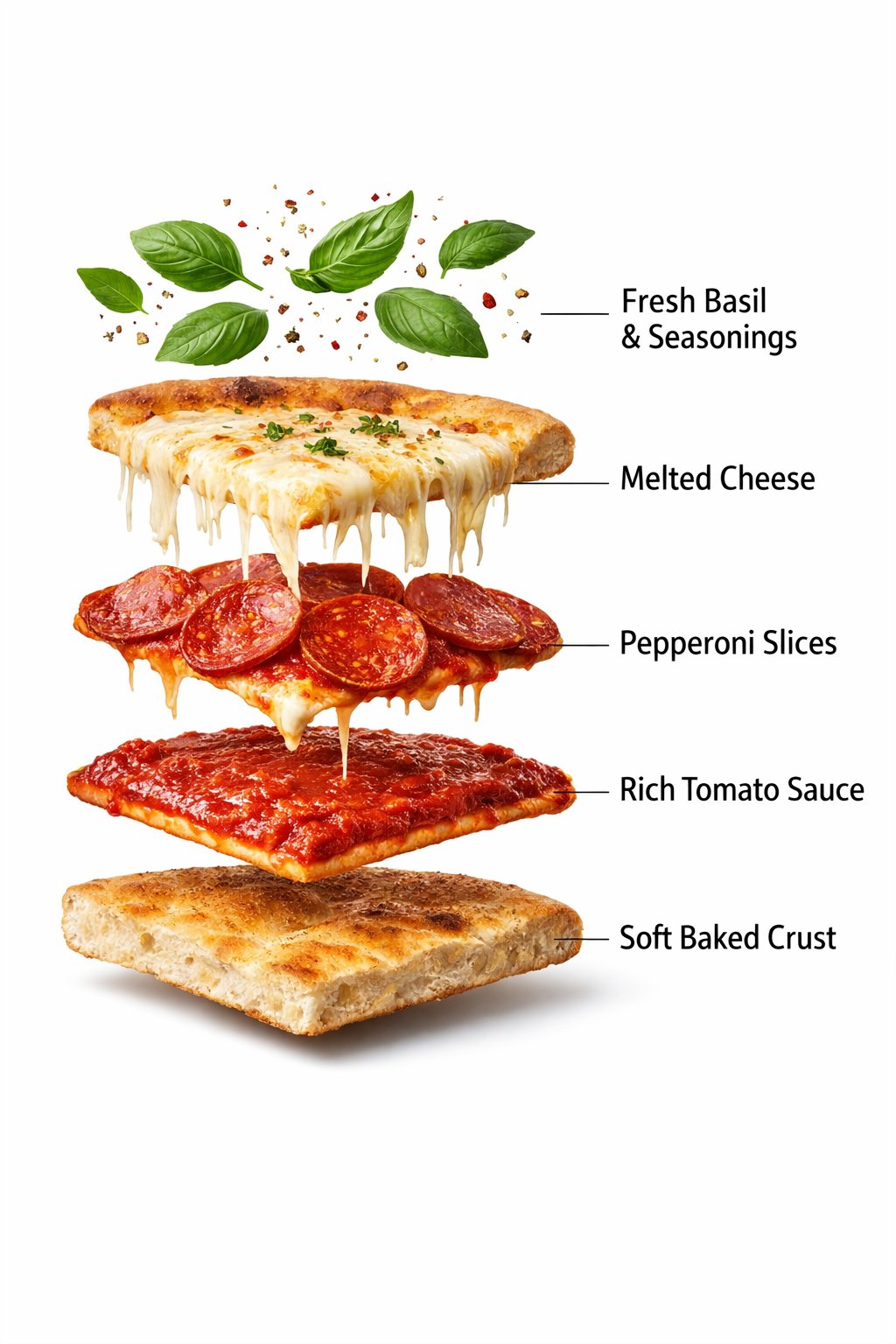 The Pizza start to round spin while ingredients separate gently and pre…