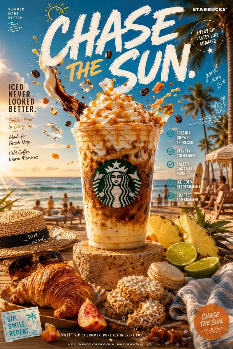 CREATE AN ULTRA-PREMIUM STARBUCKS SUMMER CAMPAIGN TITLED: CHASE THE SUN…