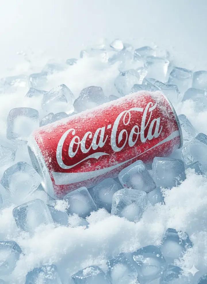 A hyper-realistic studio product shot of a Coca-Cola can lying horizont…