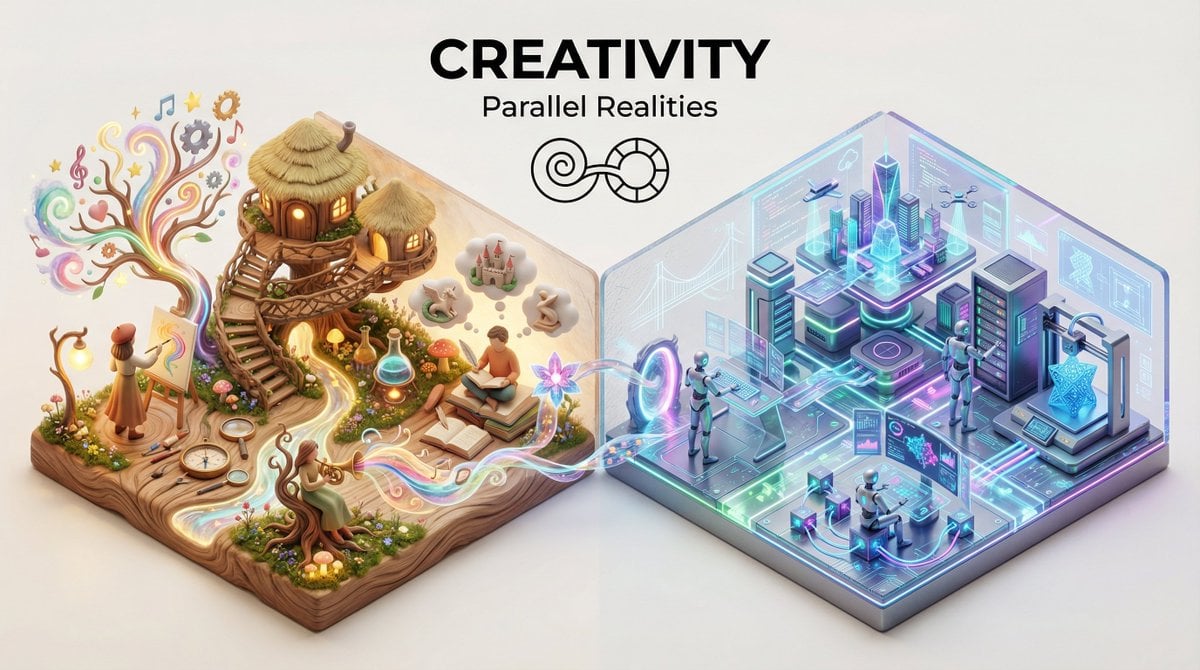 “Present a clear, 45° top-down isometric miniature 3D split diorama sho…
