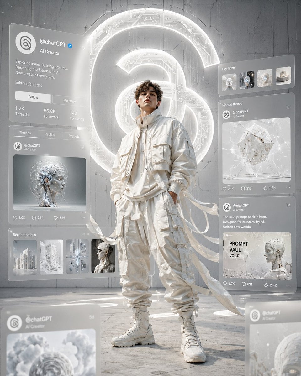 Ultra-cinematic editorial digital artwork in a clean white monochrome a…