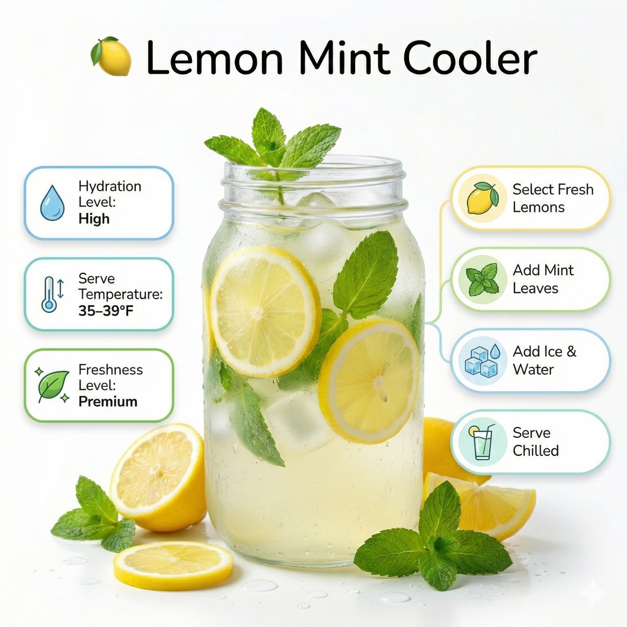 Prompt: Bright summer infographic showcasing watermelon juice, icy text… 1