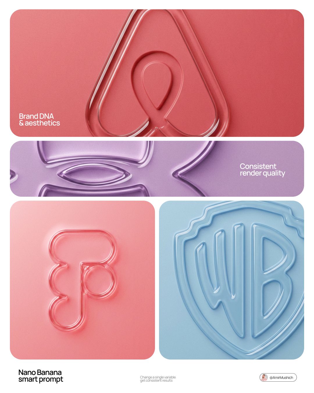 3D embossed glossy contour render of center-aligned [BRAND] on a flat s…
