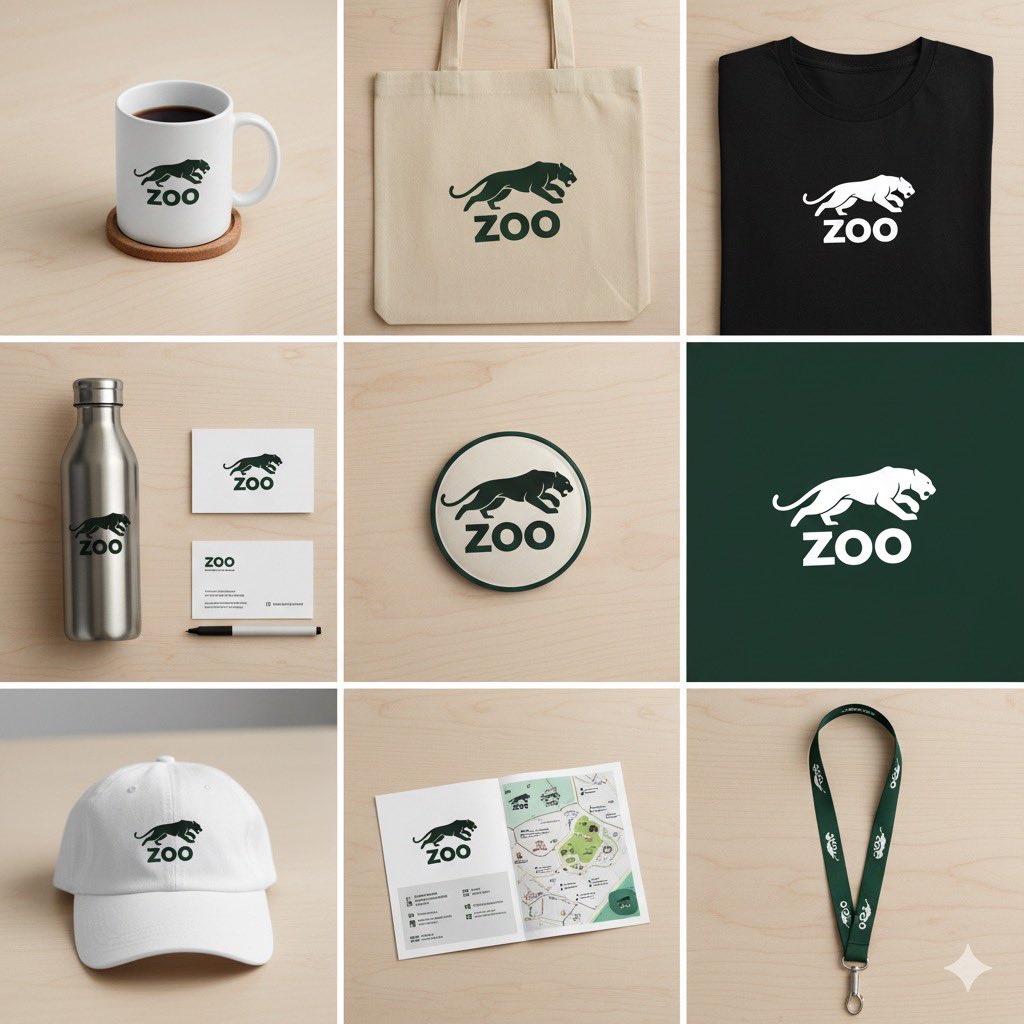 Create Minimal, flat 2D, negative space gradient, iconic logo for a zoo… 1
