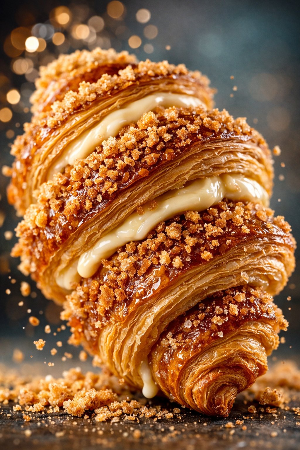{ "subject": { "type": "pastry", "form": "twisted croissant-like pastry… 1